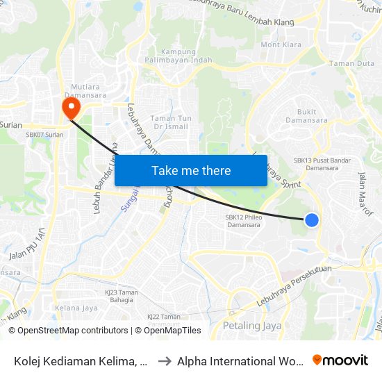 Kolej Kediaman Kelima, Universiti Malaya (Kl2343) to Alpha International Women's Specialists Centre map