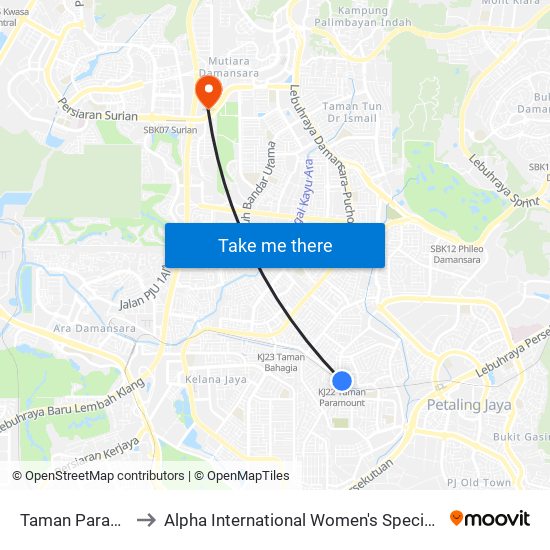 Taman Paramount to Alpha International Women's Specialists Centre map