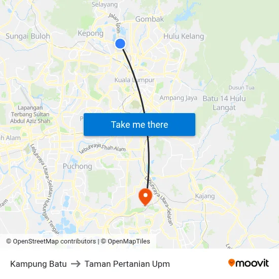 Kampung Batu to Taman Pertanian Upm map