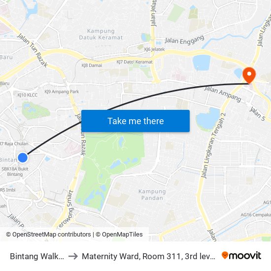 Bintang Walk (Kl85) to Maternity Ward, Room 311, 3rd level @ KPJ APSH map