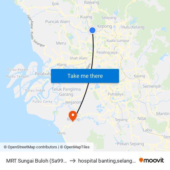 MRT Sungai Buloh (Sa995) to hospital banting,selangor map