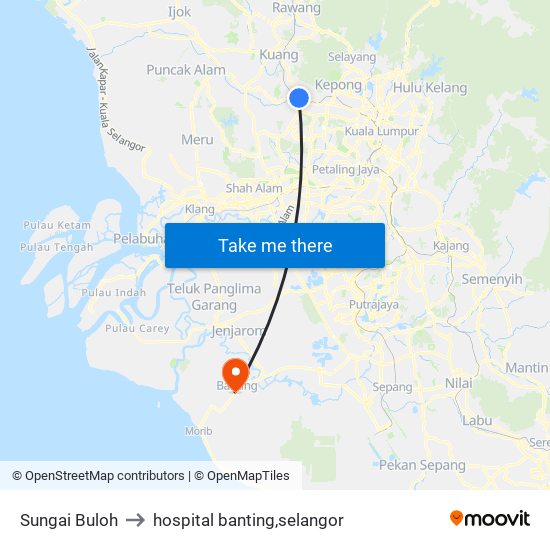 Sungai Buloh to hospital banting,selangor map