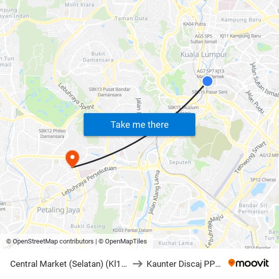 Central Market (Selatan) (Kl109) to Kaunter Discaj PPUM map