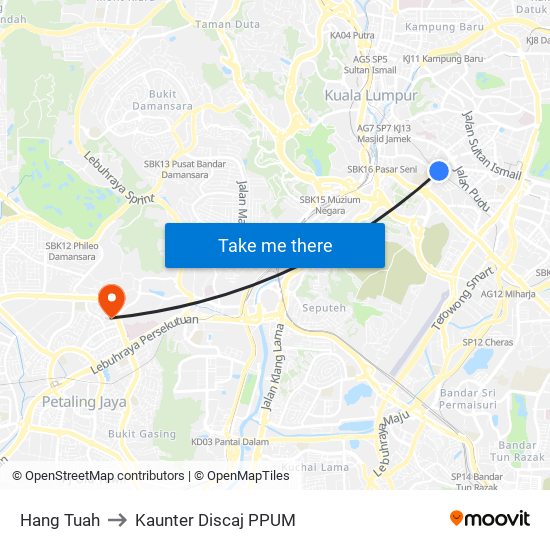 Hang Tuah to Kaunter Discaj PPUM map