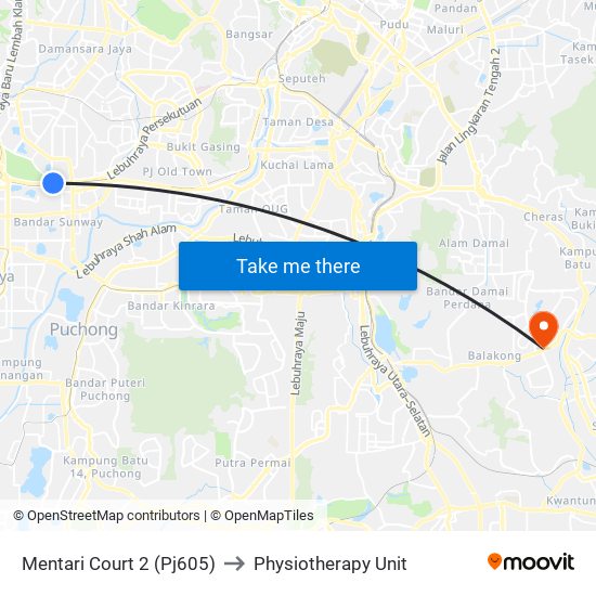 Mentari Court 2 (Pj605) to Physiotherapy Unit map