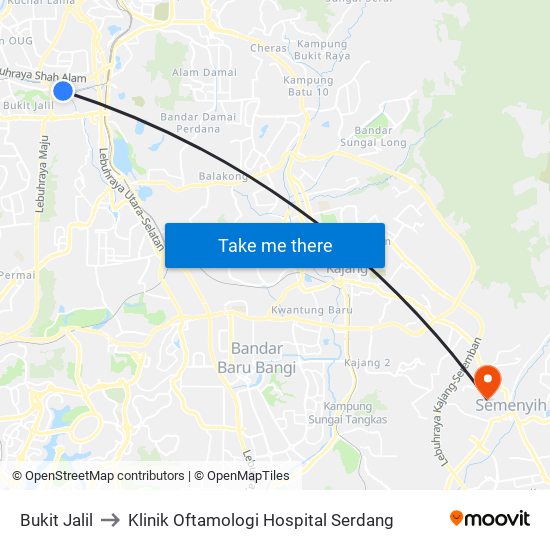 Bukit Jalil to Klinik Oftamologi Hospital Serdang map