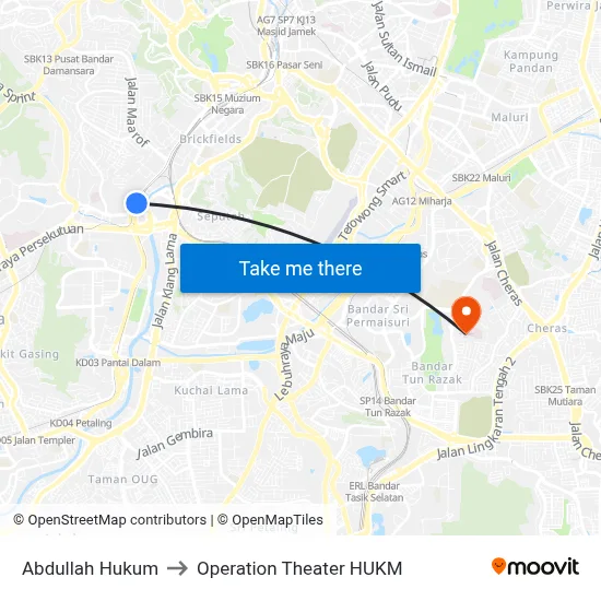 Abdullah Hukum to Operation Theater HUKM map