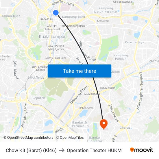 Chow Kit (Barat) (Kl46) to Operation Theater HUKM map