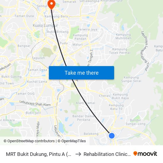 MRT Bukit Dukung, Pintu A (Kj769) to Rehabilitation Clinic HKL map