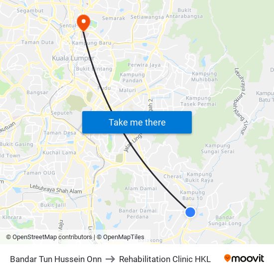 Bandar Tun Hussein Onn to Rehabilitation Clinic HKL map