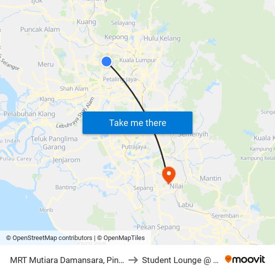 MRT Mutiara Damansara, Pintu C (Pj814) to Student Lounge @ MIU, Nilai map