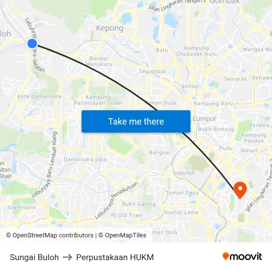 Sungai Buloh to Perpustakaan HUKM map
