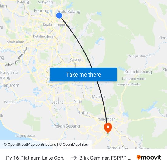 Pv 16 Platinum Lake Condominium (Kl1520) to Bilik Seminar, FSPPP UiTM Seremban 3 map