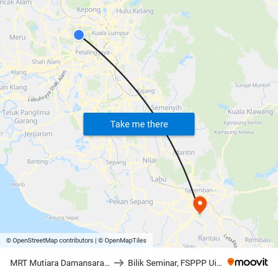 MRT Mutiara Damansara, Pintu B (Pj809) to Bilik Seminar, FSPPP UiTM Seremban 3 map