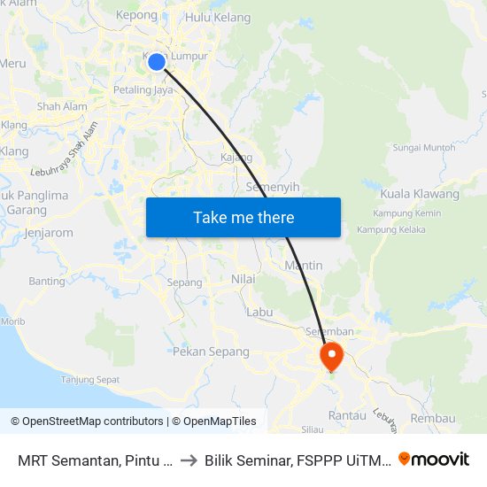 MRT Semantan, Pintu B (Kl1174) to Bilik Seminar, FSPPP UiTM Seremban 3 map