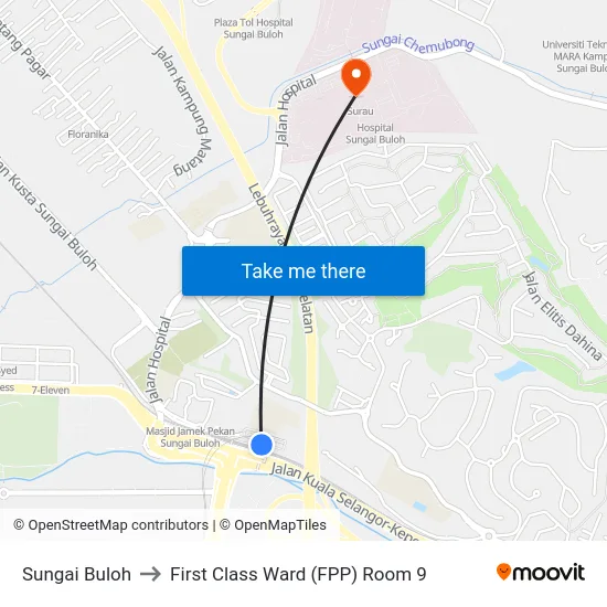 Sungai Buloh to First Class Ward (FPP) Room 9 map