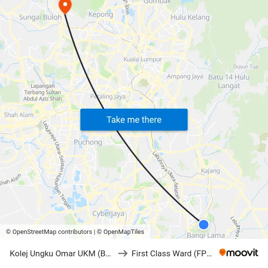 Kolej Ungku Omar UKM (Barat) (Kj228) to First Class Ward (FPP) Room 9 map