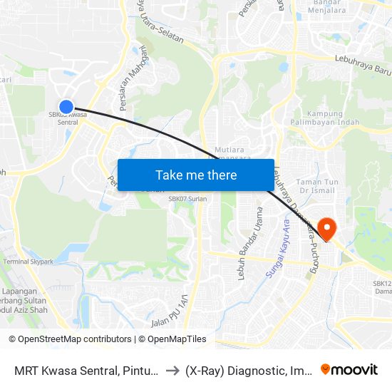 MRT Kwasa Sentral, Pintu A (Sa1020) to (X-Ray) Diagnostic, Imaging, DSH map