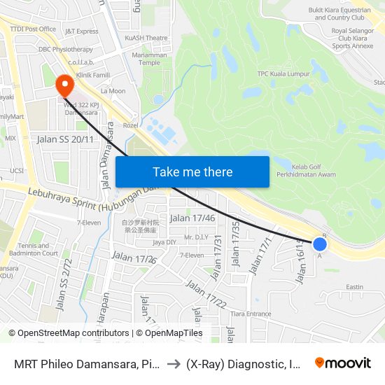 MRT Phileo Damansara, Pintu A (Pj823) to (X-Ray) Diagnostic, Imaging, DSH map