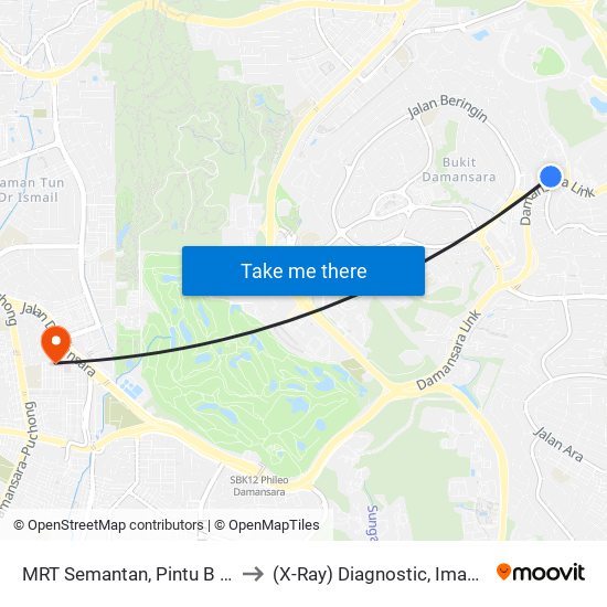 MRT Semantan, Pintu B (Kl1174) to (X-Ray) Diagnostic, Imaging, DSH map