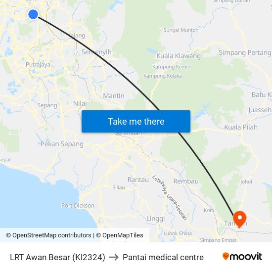 LRT Awan Besar (Kl2324) to Pantai medical centre map