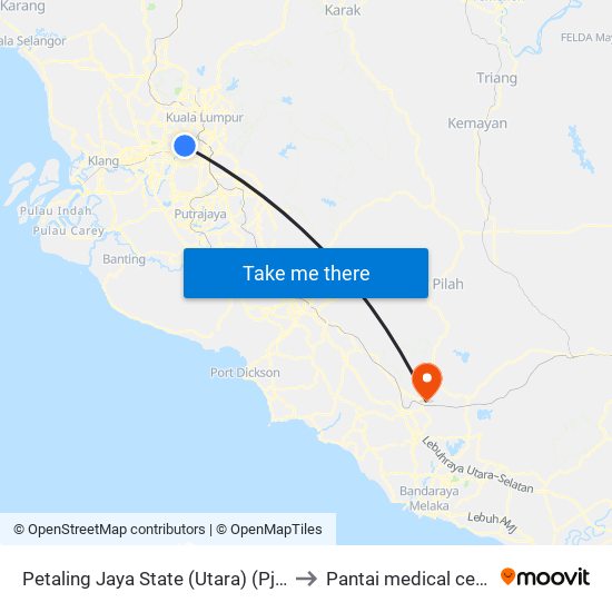 Petaling Jaya State (Utara) (Pj433) to Pantai medical centre map
