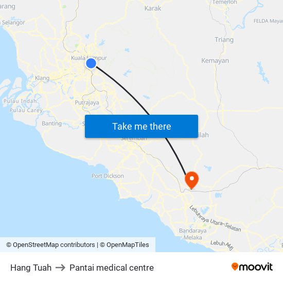 Hang Tuah to Pantai medical centre map