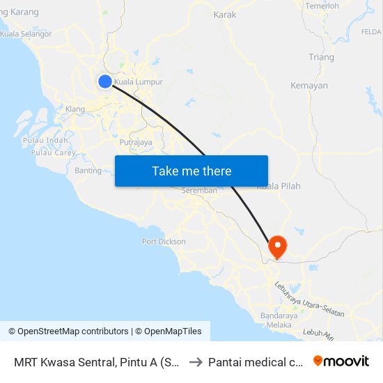 MRT Kwasa Sentral, Pintu A (Sa1020) to Pantai medical centre map