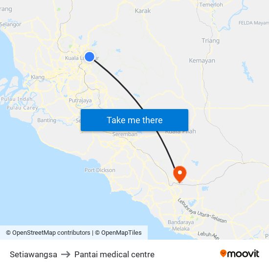 Setiawangsa to Pantai medical centre map