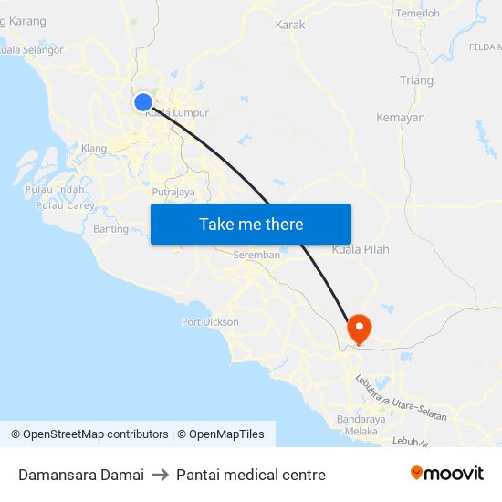 Damansara Damai to Pantai medical centre map