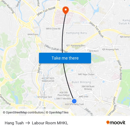 Hang Tuah to Labour Room MHKL map