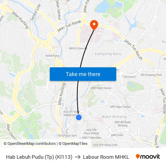 Hab Lebuh Pudu (Tp) (Kl113) to Labour Room MHKL map