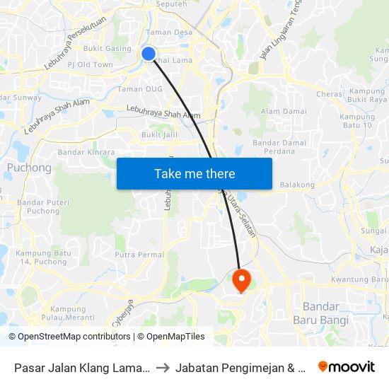 Pasar Jalan Klang Lama (Kl1212) to Jabatan Pengimejan & Diagnostik map