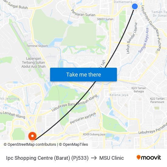 Ipc Shopping Centre (Barat) (Pj533) to MSU Clinic map