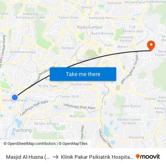 Masjid Al-Husna (Pj614) to Klinik Pakar Psikiatrik Hospital Ampang map