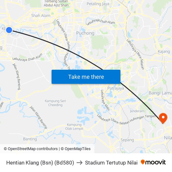 Hentian Klang (Bsn) (Bd580) to Stadium Tertutup Nilai map