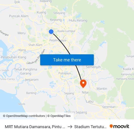 MRT Mutiara Damansara, Pintu C (Pj814) to Stadium Tertutup Nilai map