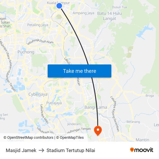 Masjid Jamek to Stadium Tertutup Nilai map