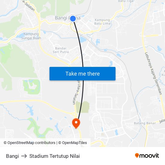 Bangi to Stadium Tertutup Nilai map