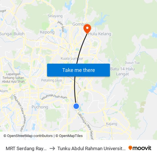 MRT Serdang Raya Utara, Pintu A (Sj1) to Tunku Abdul Rahman University College Kuala Lumpur Campus map