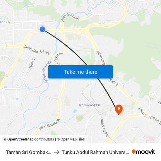 Taman Sri Gombak Fasa 4 (Timur) (Sl239) to Tunku Abdul Rahman University College Kuala Lumpur Campus map