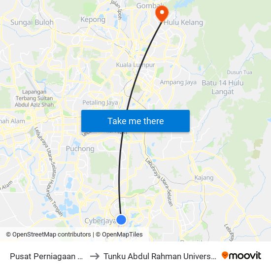 Pusat Perniagaan Presint 9 (Opp) (Ppj96) to Tunku Abdul Rahman University College Kuala Lumpur Campus map