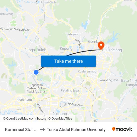 Komersial Star Avenue (Sa1027) to Tunku Abdul Rahman University College Kuala Lumpur Campus map