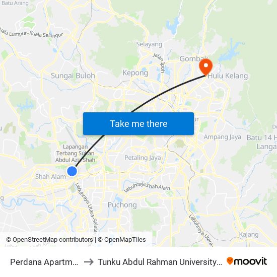 Perdana Apartment Blok A (Sa237) to Tunku Abdul Rahman University College Kuala Lumpur Campus map