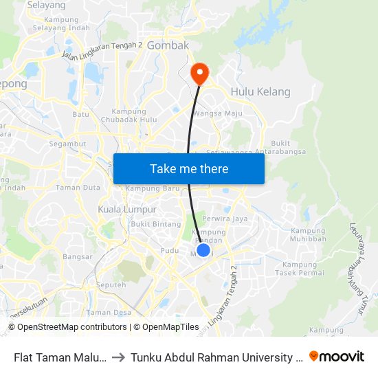 Flat Taman Maluri (Opp) (Kl2360) to Tunku Abdul Rahman University College Kuala Lumpur Campus map