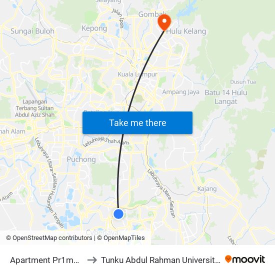 Apartment Pr1ma Presint 11 (Ppj106) to Tunku Abdul Rahman University College Kuala Lumpur Campus map