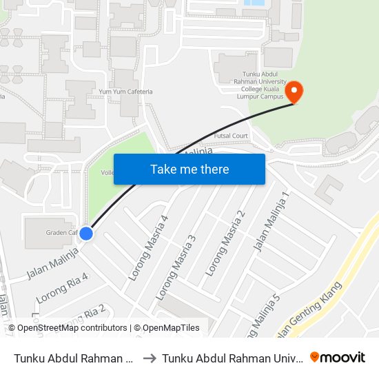 Tunku Abdul Rahman University College (Taruc) Pintu 2 to Tunku Abdul Rahman University College Kuala Lumpur Campus map