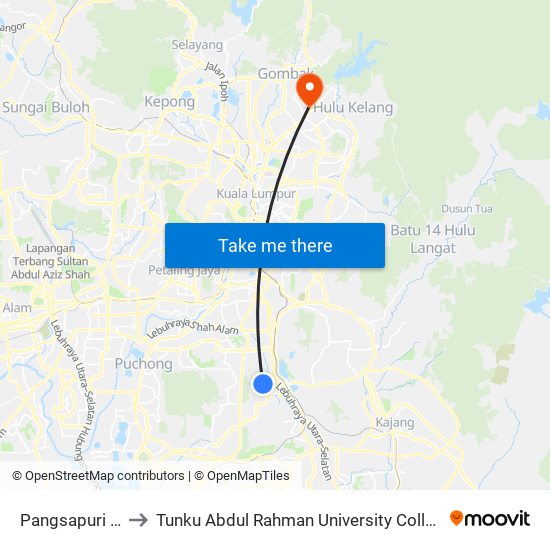 Pangsapuri Kiambang to Tunku Abdul Rahman University College Kuala Lumpur Campus map