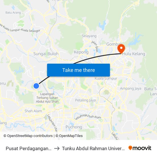 Pusat Perdagangan Subang Permai (Selatan) to Tunku Abdul Rahman University College Kuala Lumpur Campus map