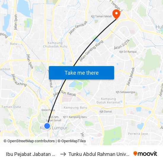 Ibu Pejabat Jabatan Kerja Raya (Jkr) (Opp) (Kl1059) to Tunku Abdul Rahman University College Kuala Lumpur Campus map
